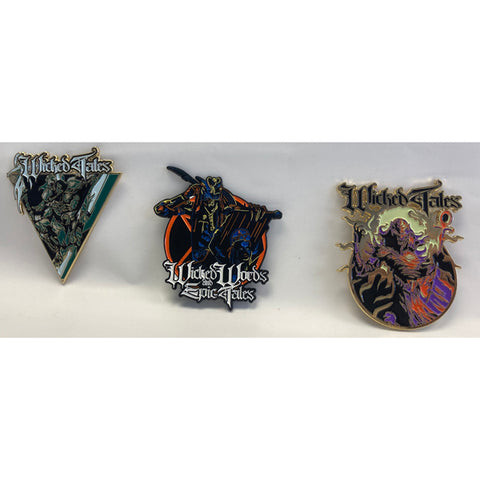 WICKED WORDS AND EPIC TALES ENAMEL PIN SET (3 PIECES) - Badges (JON SCHAFFER (ICED EARTH / DEMONS & WIZARDS))