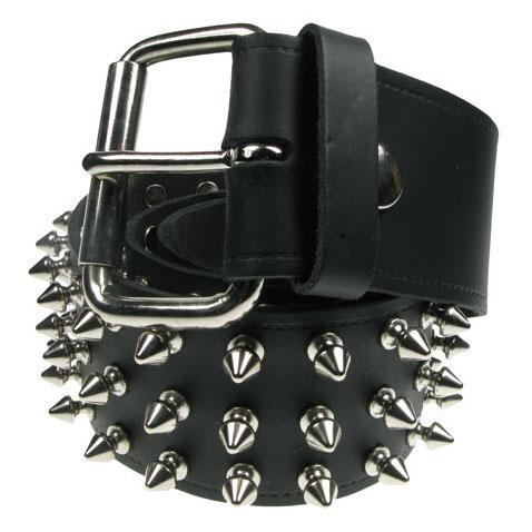 Various Punk - 3 Spike Studs 51mm Faux Leather Belt