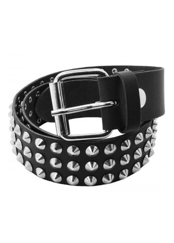 Various Punk - Black Leather 3 Row Conical Belt