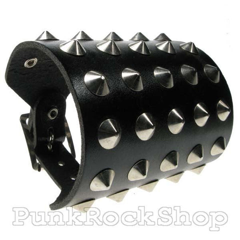 Various Punk Wristband 5 Row Conical Leather Wristband