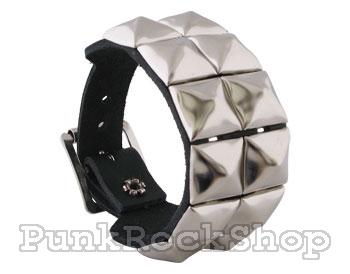 Various Punk Leather 2 Row square stud Wristband Wristband