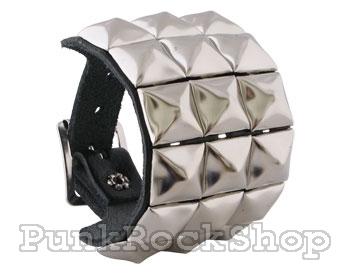 Various Punk Leather 3 Row Pyramid Wristband Wristband