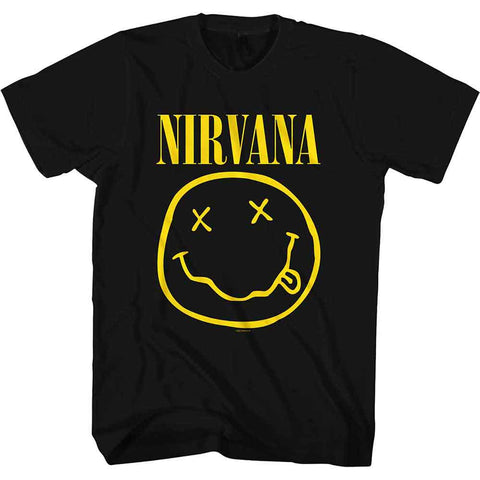 Nirvana - Yellow Happy Face Black Men's T-shirt
