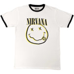 Nirvana - Double Happy Face Ringer White Men's T-shirt
