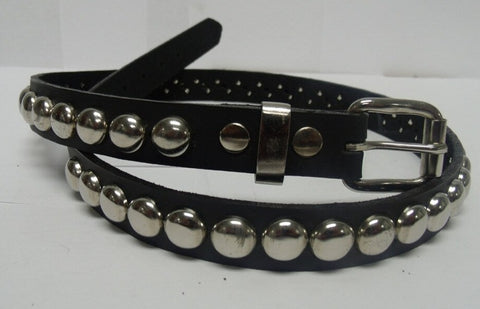 Various Punk - 1 Row Button Black Leather Belt