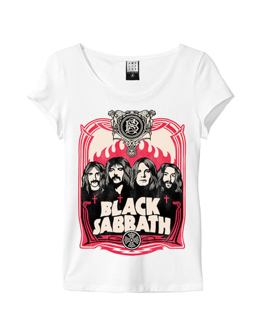 Black Sabbath Amplified Band Ladies White Womens Top