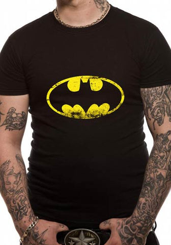 Batman Distressed Bat Logo on Black T-shirt