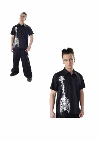 Dead Threads Black Cotton Short sleeved shirt Skeleton Guitar (GS1208) Mens Shirt
