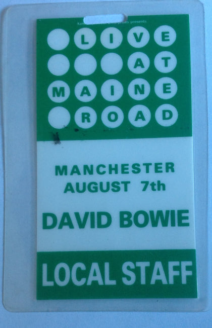 David Bowie Staff back stage pass maine road Vintage Stage Passe