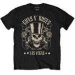 Guns N Roses Guns 'n' Roses Men's Top Hat, Skull and Pistols Las Vegas Mens Tshirt