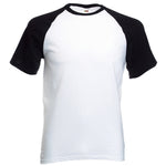 Various Brands White and Black Raglan T-Shirt Fruit Of The Loom Mens Tshirt