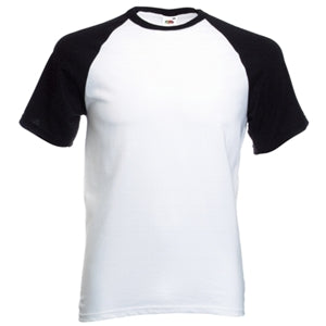 Various Brands White and Black Raglan T-Shirt Fruit Of The Loom Mens Tshirt
