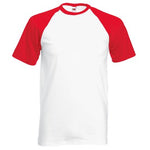 Various Brands White and Red Raglan T-Shirt Fruit Of The Loom Mens Tshirt