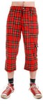 Various Punk Tiger Cotton Punk Bondage Red Tartan 3/4 Length Pants CCF-818 3/4 length trouser