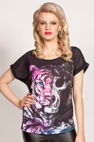 Various Brands Cold Heart Tiger Lilly Womens Top