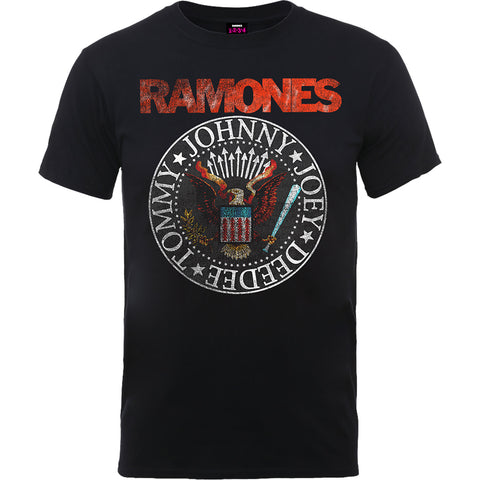 Ramones Red Vintage Eagle Seal Mens Tshirt