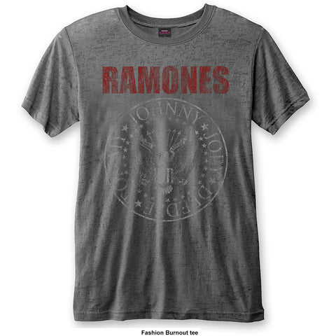 Ramones Presidential Seal Burn Out Charcoal  Mens Tshirt
