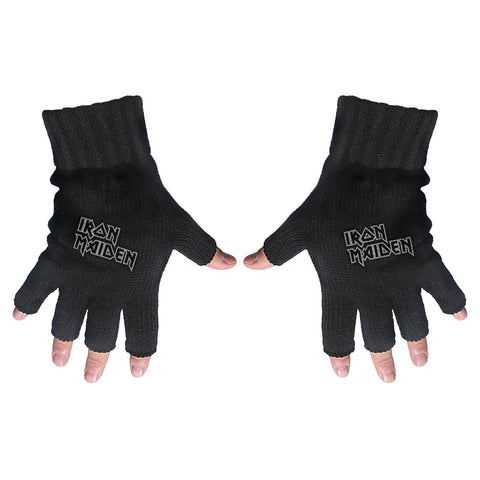 Iron Maiden  - Logo fingerless wool gloves