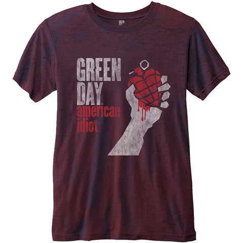 Green Day - American Idiot Burn Out Mid Blue/Red Men's T-shirt