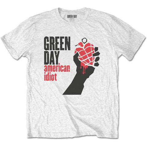 AMERICAN IDIOT HEART (WHITE) - Mens Tshirts (GREEN DAY)