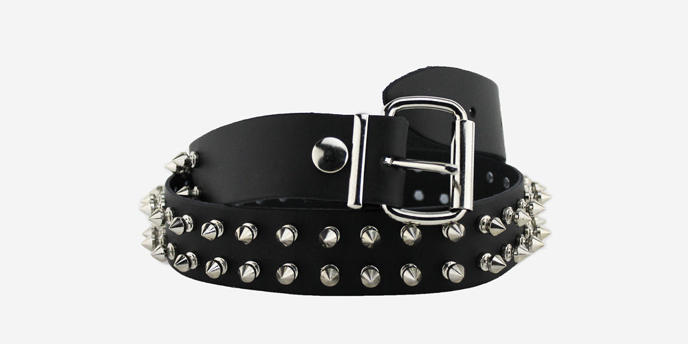 Various Punk - Leather 2 Row Tree Spike Belt – Punk Rock Shop