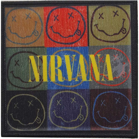 Nirvana - Distressed Smiley Blocks Woven Patch