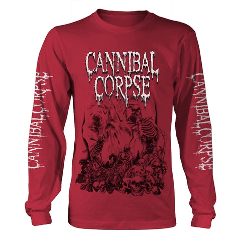 PILE OF SKULLS 2018 (RED) - Mens Longsleeves (CANNIBAL CORPSE)