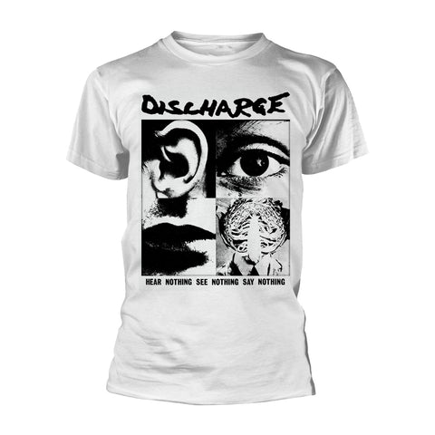 HEAR NOTHING (WHITE) - Mens Tshirts (DISCHARGE)