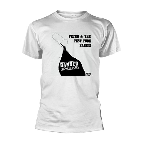 BANNED FROM THE PUBS (WHITE) - Mens Tshirts (PETER & THE TEST TUBE BABIES)