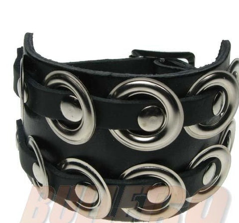 Various Punk - 2 Riveted - Eyelet Leather Wristband
