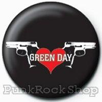 Green Day  Heart and Guns Badge