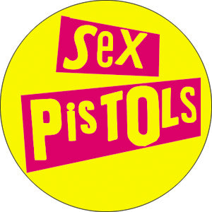Sex Pistols Pink Logo on Yellow Badge