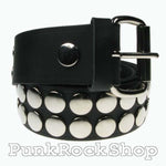 Various Punk 2 Row Silver Button Leather Belt 38 mm Belt