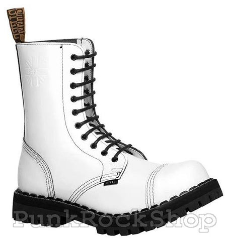Steel 10 Eyelet Boots Full White Boot