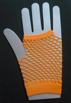 Orange Fishnet Fingerless Gloves Glove