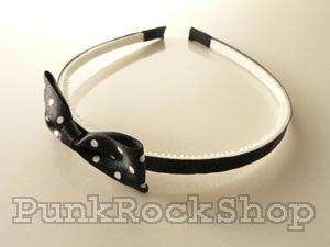 Various Stuff Headband Spotty bow Headband White on Black Hair Accessorie