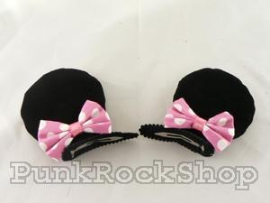 Hair Slides Minnie Mouse Clip-on Ears Pink Hair Accessorie