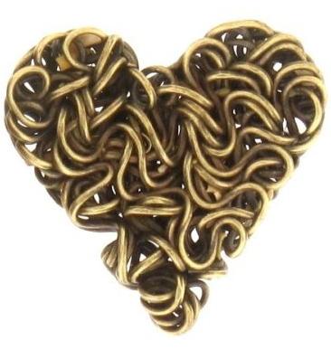 Steampunk Brass Wire Heart Sew On Steampunk