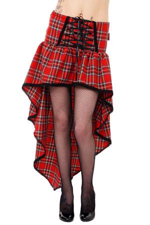 Various Punk Tiger Of London Trailing Back Red Tartan Skirt Dresse