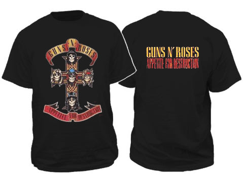 Guns N Roses Appetite for Destruction with backprint Mens Tshirt
