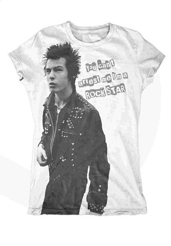 Sex Pistols Sid Vicious You Cant Arrest Me Im A Rock Star  Womens Womens Top