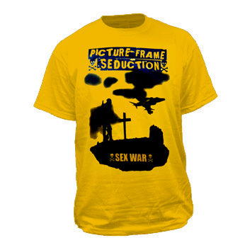 Picture Frame Seduction Sex War on Yellow T-shirt