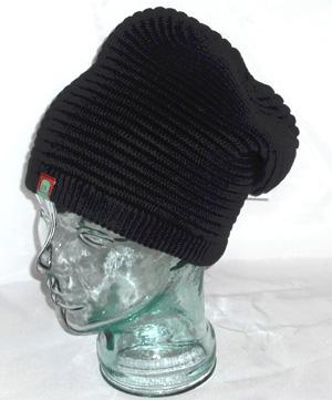 Various Clothing Chaos Brothers Black Ribbed Oversized Beanie Hat Black Headwear