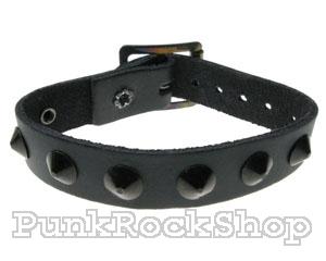 Various Punk Wristband 1 Row Black Conical Leather Wristband