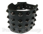 Various Punk Wristband 4 Row Conical Black Leather Wristband